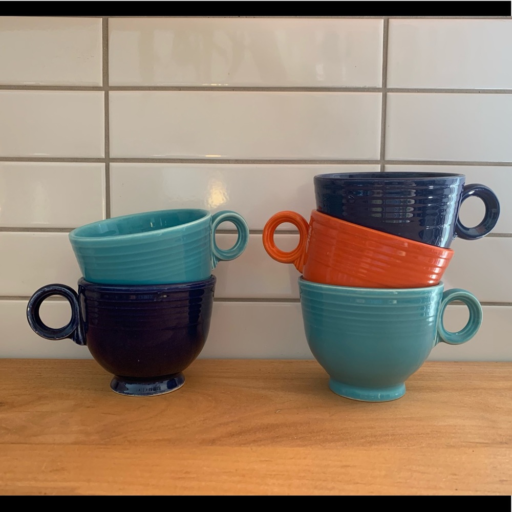 5 Vintage Fiesta Tea Cups